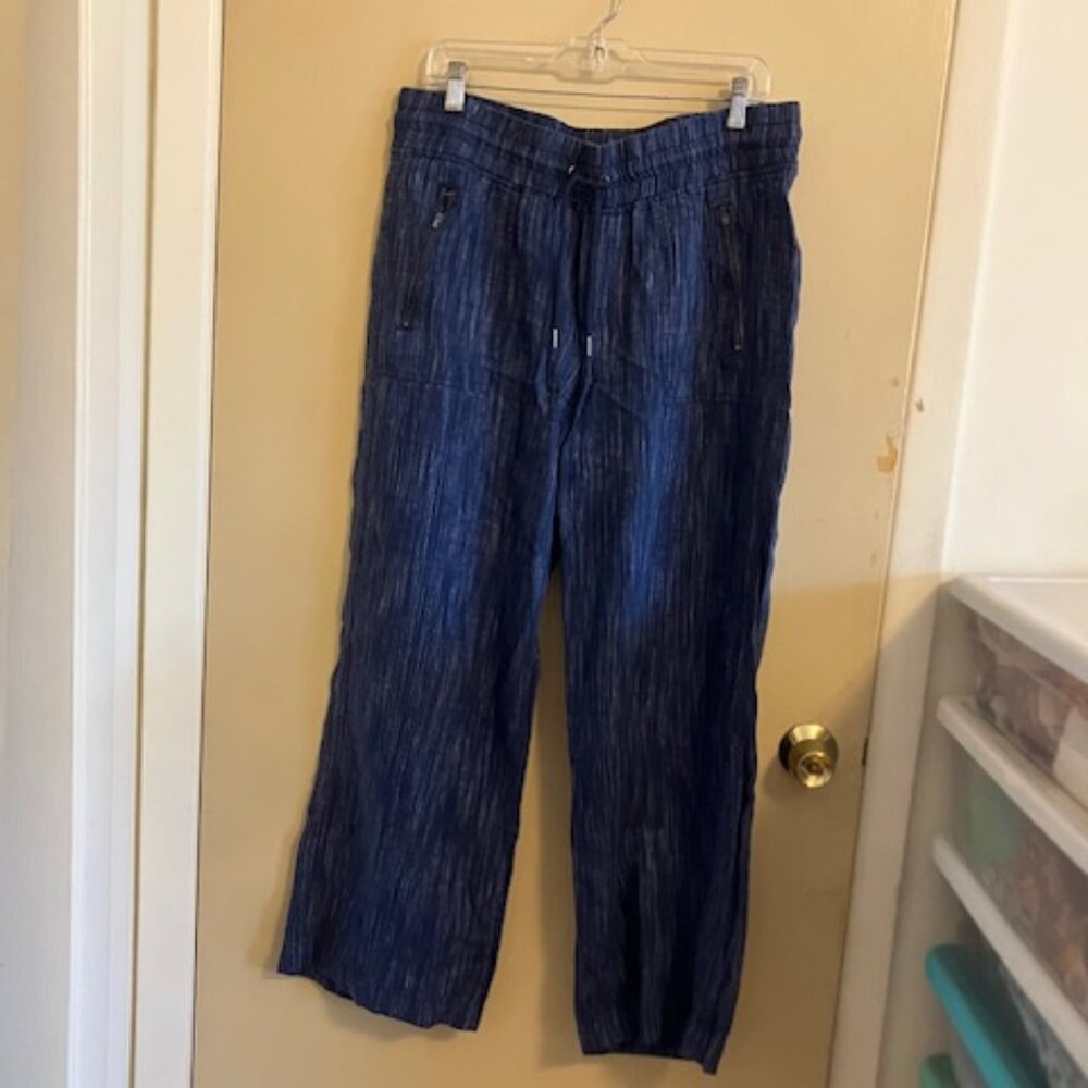 Athleta Navy Blue Cabo Linen Wide Leg Pants